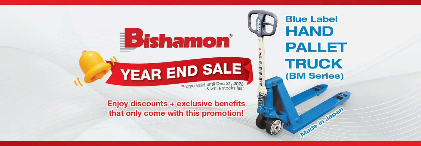 Year-End Sale: Elevate Your Material Handling with Bishamon’s Blue Hand Pallet Truck