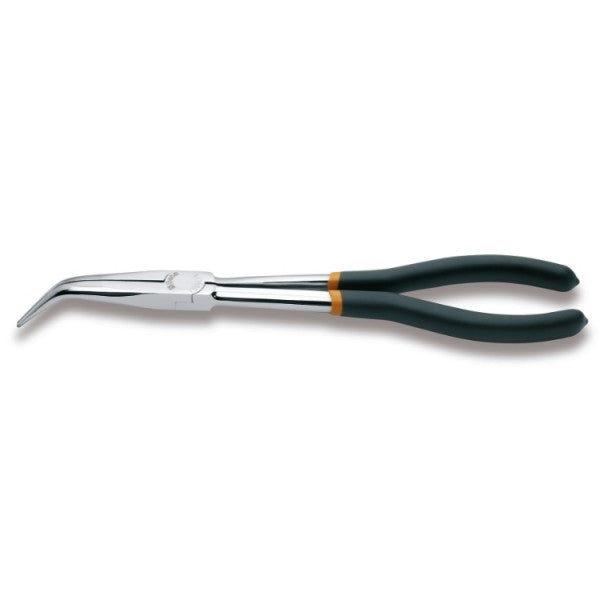 1009L/B - Curved Extra Long Knurled Nose Pliers, 45?, for Special Operations, Slip-Proof, Double Layer PVC Coated Handles