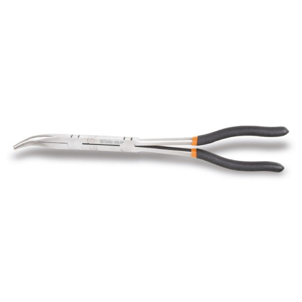 1009L/DP - Curved Extra-Long, Knurled Double Swivel Nose Pliers, 45?, Slip-Proof, Double Layer PVC-Coated Handles