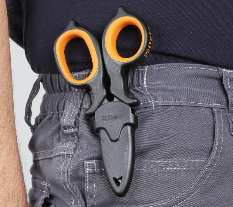 1128BAX - Double-Acting Electricians' Scissors, with Milling Profiles in DLC-Coated Stainless Steel