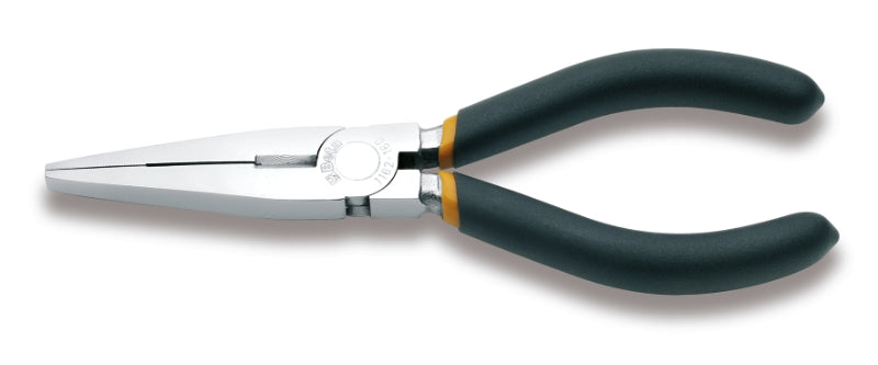 1162 - Extra-Long Flat Knurled Nose Pliers, Chrome-Plated, Slip-Proof,, Double Layer PVC Coated Handles