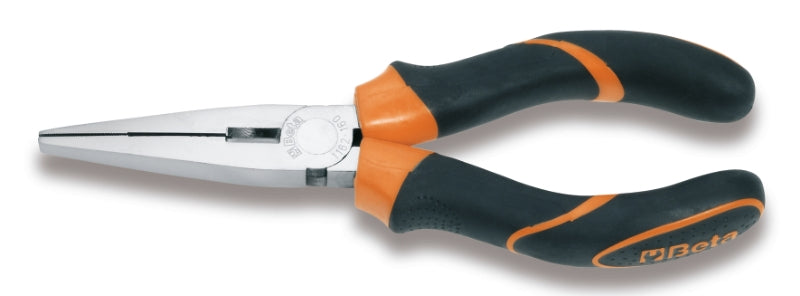 1162BM - Extra-Long Flat Knurled Nose Pliers, Chrome-Plated, Bimaterial Handles