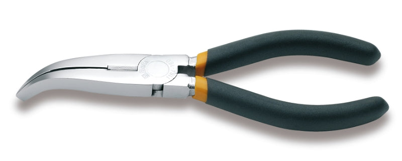 1164 - Extra Long Bent Flat Knurled Nose Pliers, Slip-Proof,, Double Layer PVC Coated Handles