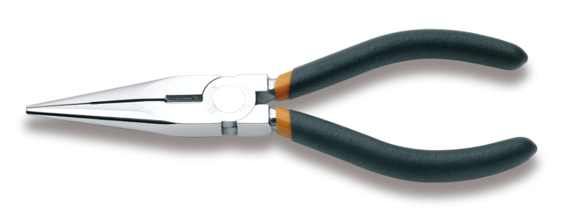 1166 - Extra-Long Needle Knurled Nose Pliers, Chrome-Plated, Slip-Proof, Double Layer PVC Coated Handles