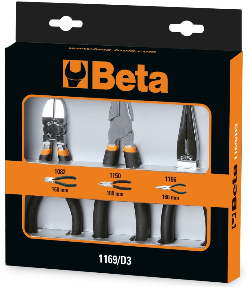 1169/D3 - Set of 1 Combination Pliers, 1 Long Needle Nose Pliers, and 1 Diagonal Cutting Nippers
