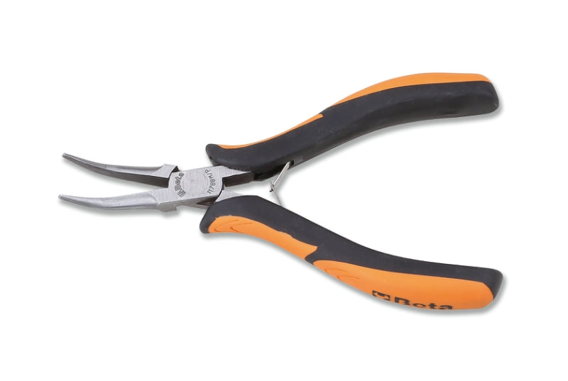 1178BM/P - Smooth Half-Round Long Bent Needle Nose Pliers, Bimaterial Handles