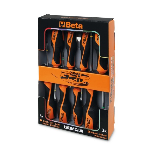 1263MC/D8 - Set of 8 Screwdrivers, Coloured (Items 1260MC & 1262MC)