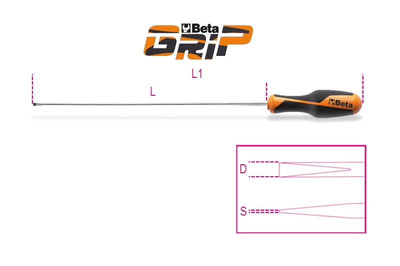1264L - Screwdrivers for Headless Slotted Screws, Long Series