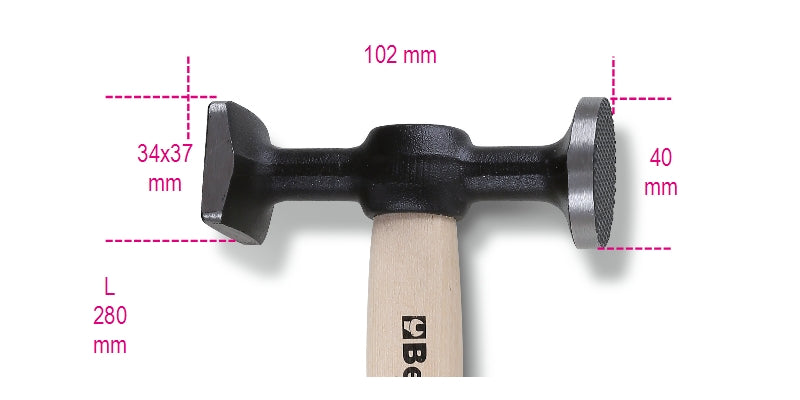 1357Z/45 - Hammers with Flat, Round, Milled Face and Square, Smooth Face, Wooden Shafts
