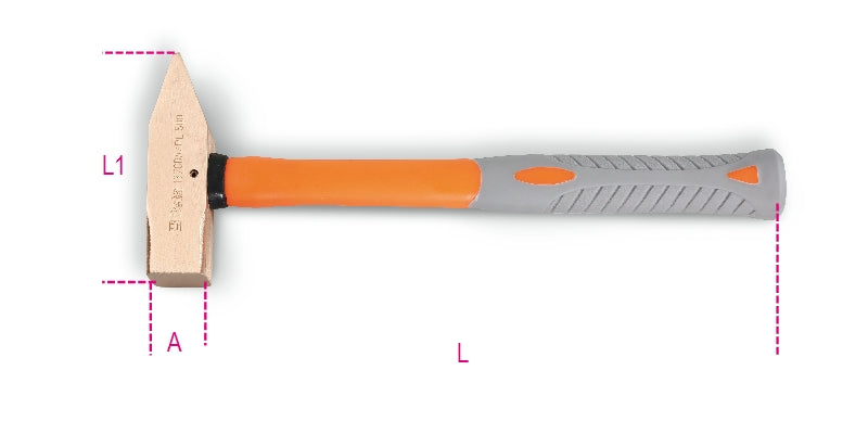 1370BA/PL - Sparkproof engineer's hammers, fibre shafts