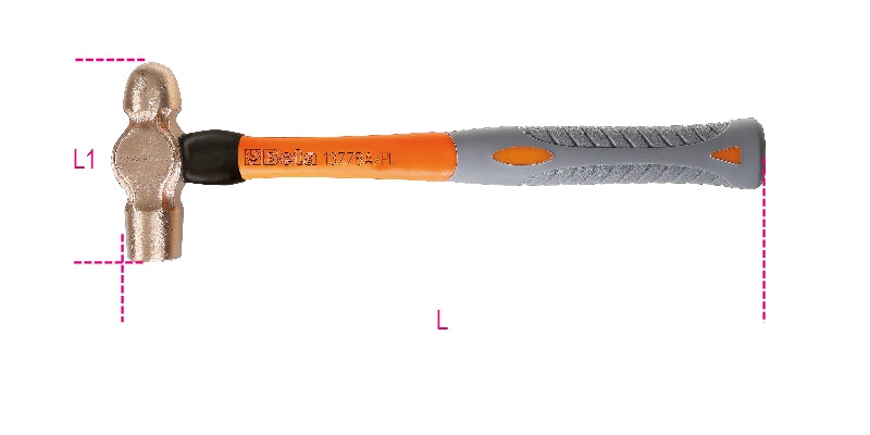 1377BA/PL - Sparkproof ball pein hammer, round head, for coppersmiths and tinsmiths