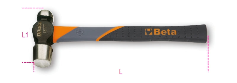 1377T - Ball Pein Hammers, Round Hands, for Coppersmiths and Tinsmiths, Fibre Shafts