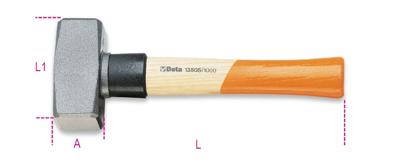 1380S - Mason Club Hammers with Security Collars Wooden Shafts