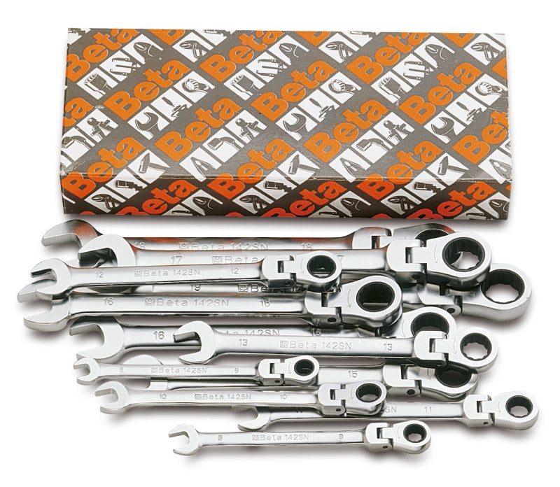 142SN/S13 - Set of 13 Swivel End Ratcheting Combination Wrenches (Item 142SN)