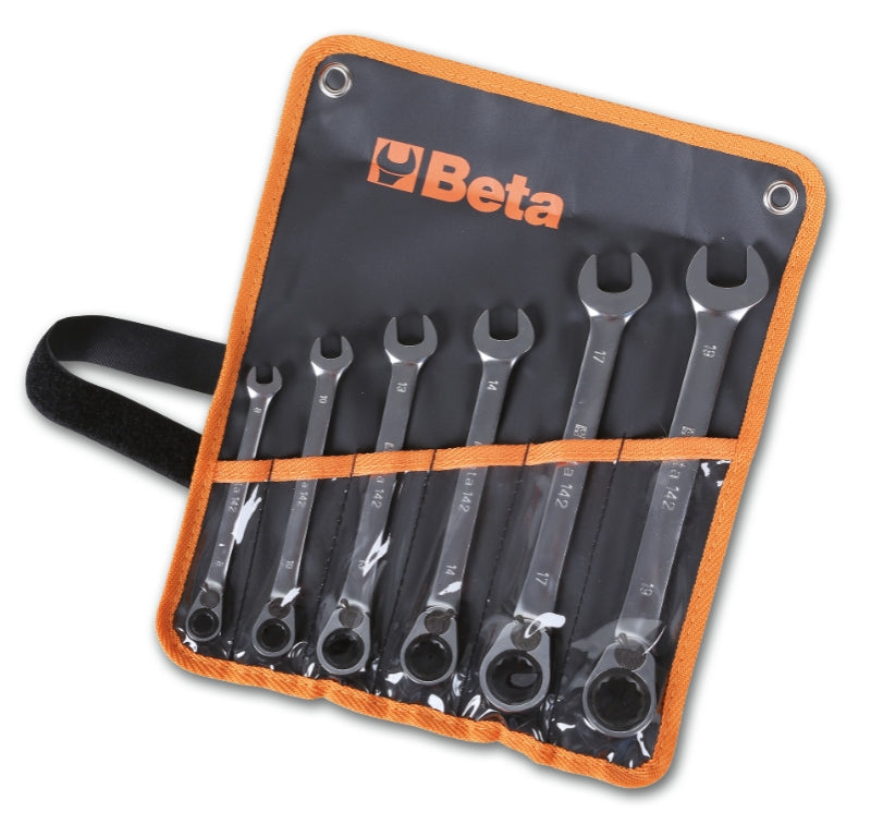 142/B6 - Set of 6 Reversible Ratcheting Combination Wrenches (Item 142), in Wallet (142/BV6)