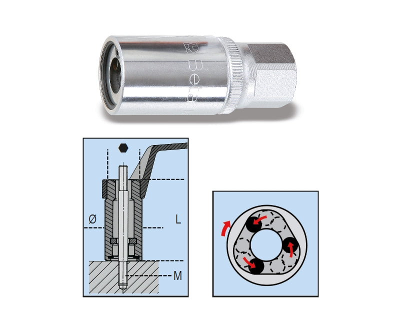 1433 - Roller Stud Extractors with 1/2" Square Drives