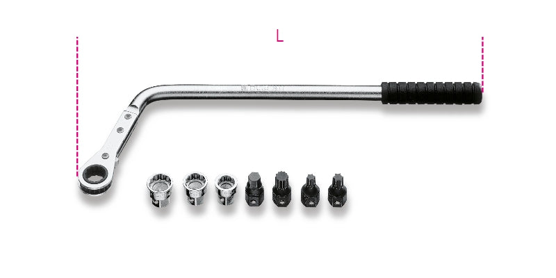 1477K/7 - Kit with Bent Reversible Ratcheting Wrench and Bits