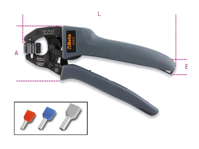 1606/2 - Heavy Duty Crimping Pliers for Cylindrical Terminals