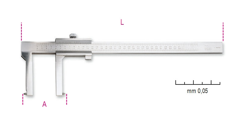 1650FT - Sliding Gauge for Brake Drums Made from Stainless Steel Reading to 0.05 mm