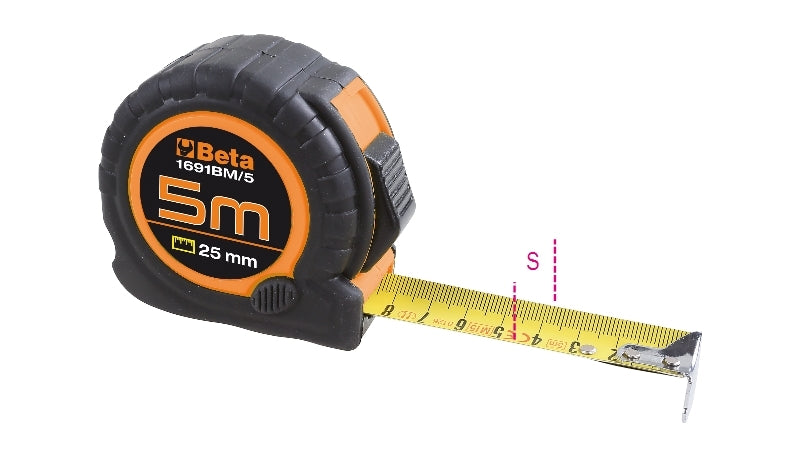 1691BM - Measuring Tapes Shock-Resistant Bimaterial Abs Casings, Steel Tapes, Precision Class: II