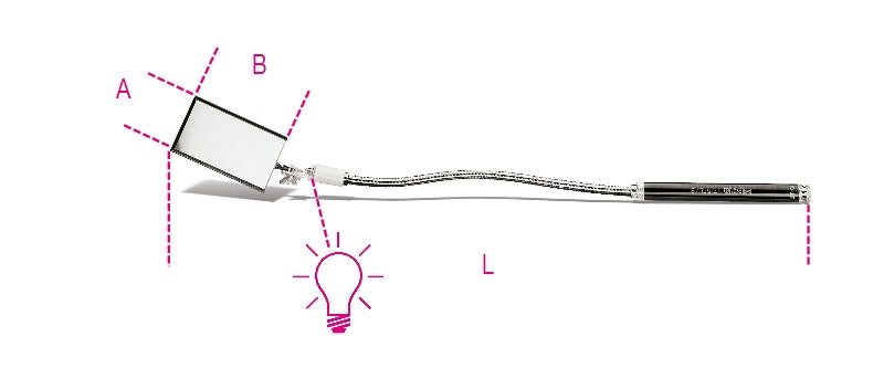 1715FL/B - Rectangular Flexible Inspection Mirror with Light