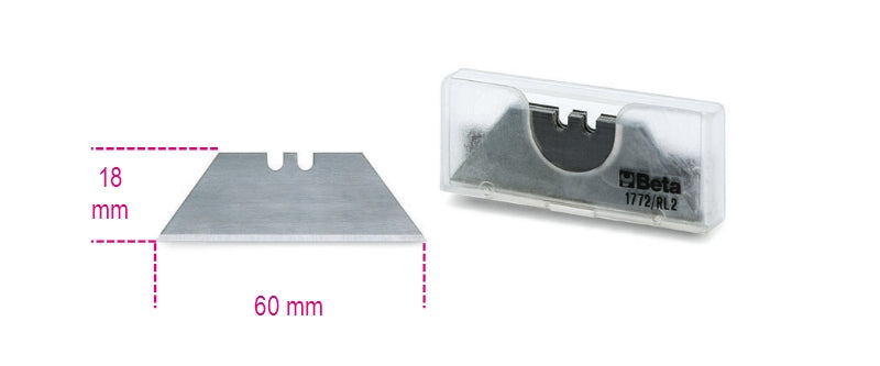 1772RI/2 - 10 Long Trapezoidal Spare Blades, in Box, for Utility Knives,1772H, 1772M, 1772R, 1774,1777Bmt, 1777T