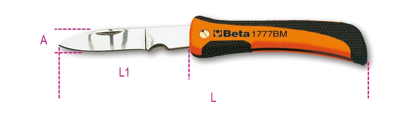 1777BM - Foldaway Knife with Wire Stripping Notch, Stainless Steel Blade
