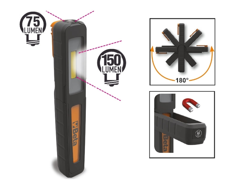 1838P - Rechargeable Inspection Pen Light, with Double Light Emission: Lamp and Torch