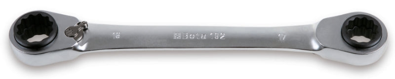 192 - Reversible Ratcheting Double-Ended Flat Bi-Hex Ring Wrenches, 4 in 1