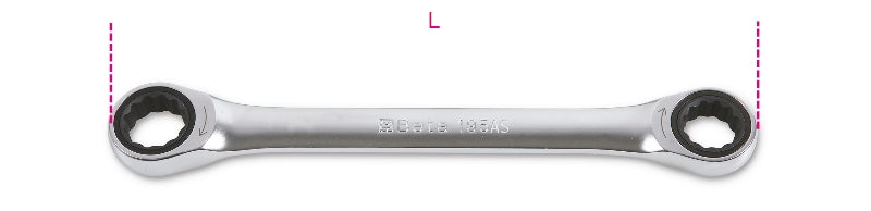 195AS - Ratcheting Double-Ended Flat Bi-Hex Ring Wrenches