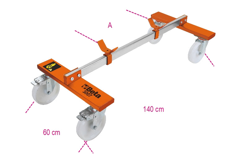 3007 - Underbody trolley for vehicles without forecarriage / rear axle
