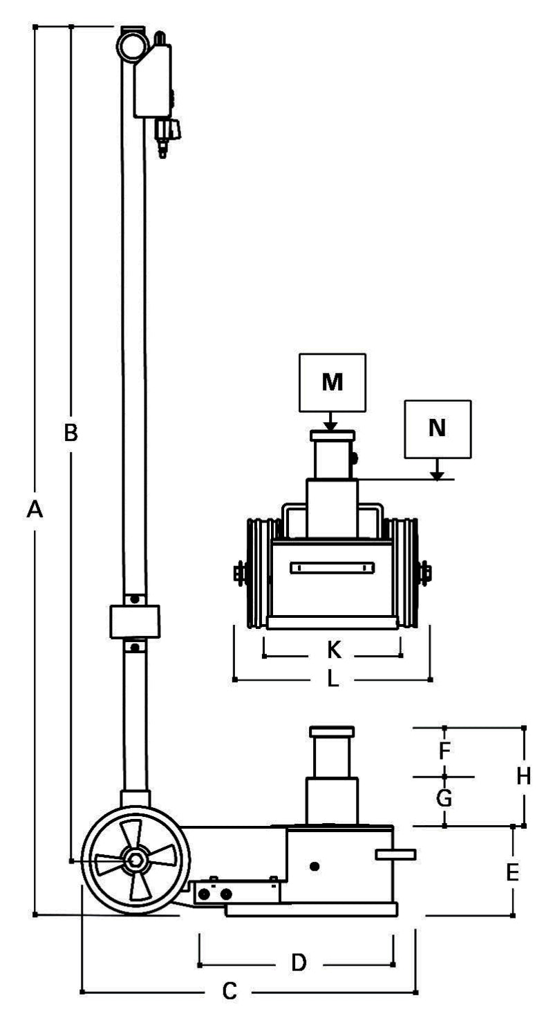 3065/40-20T - Air Hydraulic Jack, 40/20 Tons