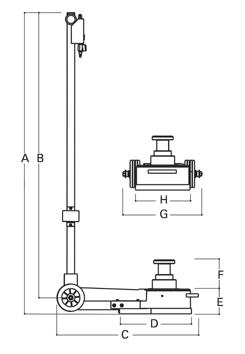 3067/60-15T - Air Hydraulic Jack, 60-30-15 T