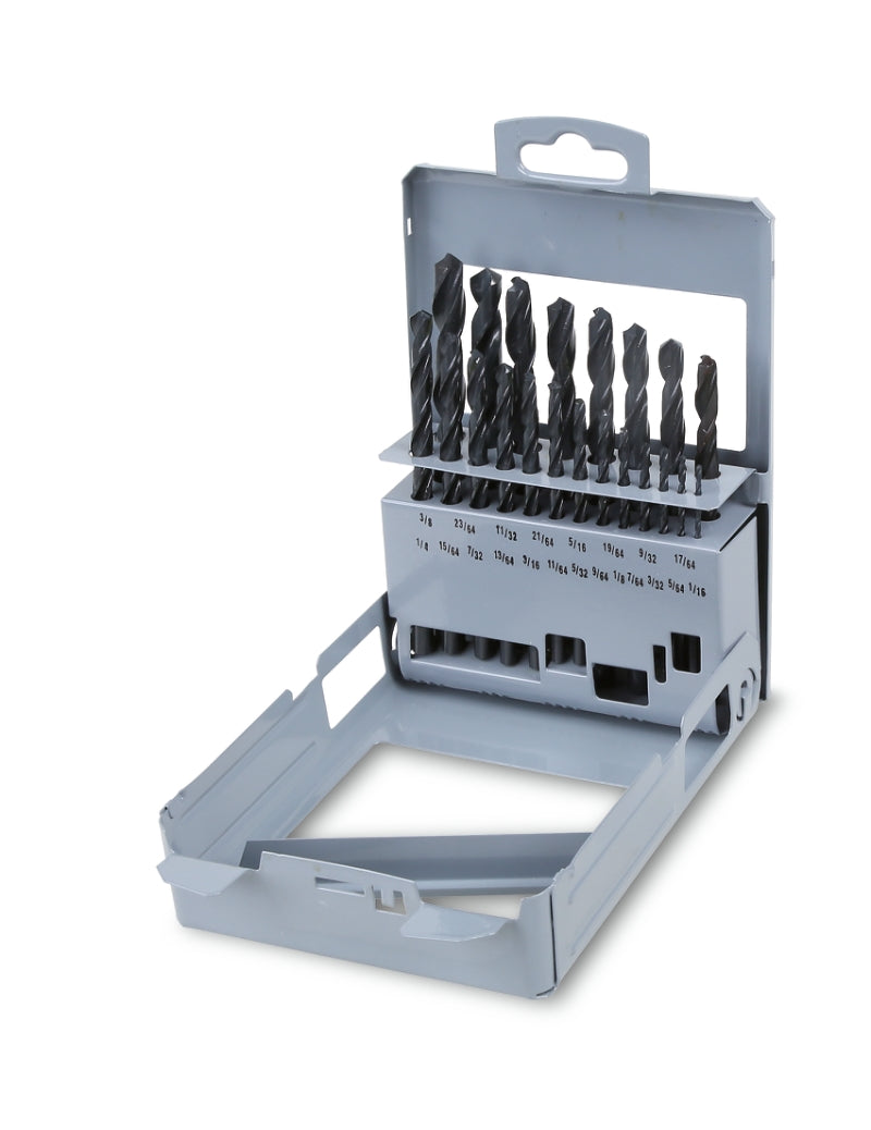 410AS/SP21 - Set of 21 Twist Drills with Cylindrical Shanks, Short Series, HSS, Rolled, in Inches (Item 410AS), in Case