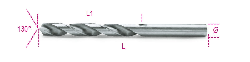 412 - Twist Drills with Cylindrical Shanks, Short Series, HSS, Entirely Ground Glossy Finishing