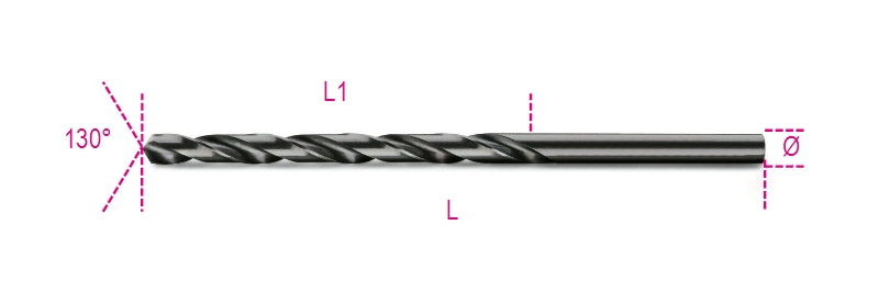 412L - Twist Drills with Cylindrical Shanks, Long Series, HSS, Entirely Ground, Burnished