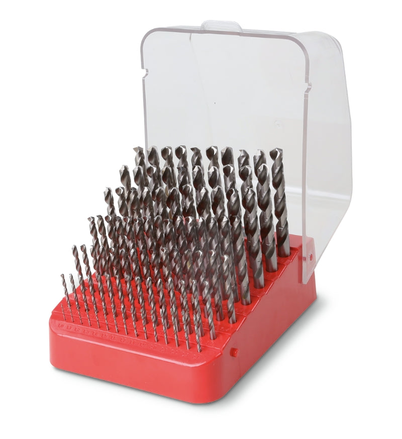 412/SP91 - Set of 91 Twist Drills with Cylindrical Shanks, Short Series, HSS, Entirely Ground Glossy Finishing (Item 412), in Case