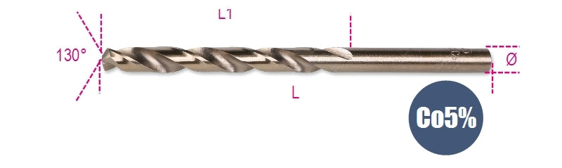 415CO - Twist Drills with Cylindrical Shanks, Short Series, HSS-CO 5%, Entirely Ground