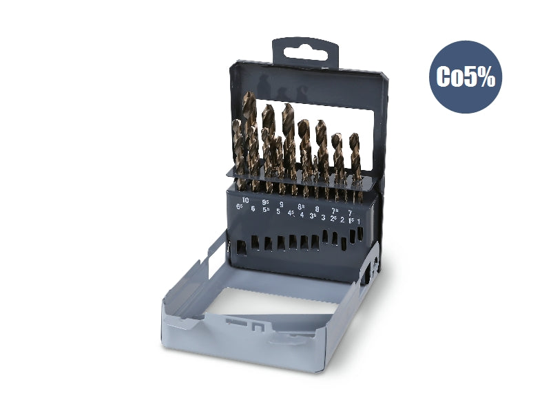 415CO/SP19 - Set of Twist Drills with Cylindrical Shanks, Short Series, HSS-CO 5%, Entirely Ground (Item 415CO), in Case