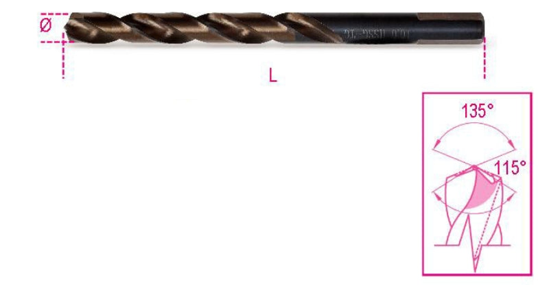 416 - Drill with Cylindrical Shank, Specially Ground, with Two Cutter Pairs