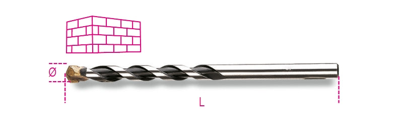 417 - Helical Cylindrical Masonry Drill Bits, Short Series, Made from Milled Steel with Hard Metal Plates