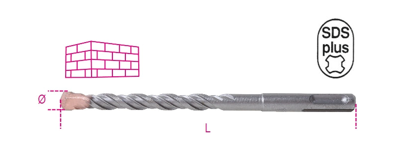 419 - Hammer Drill Bits with Milled Shanks and Hard Metal Plates, SDS Plus Tang