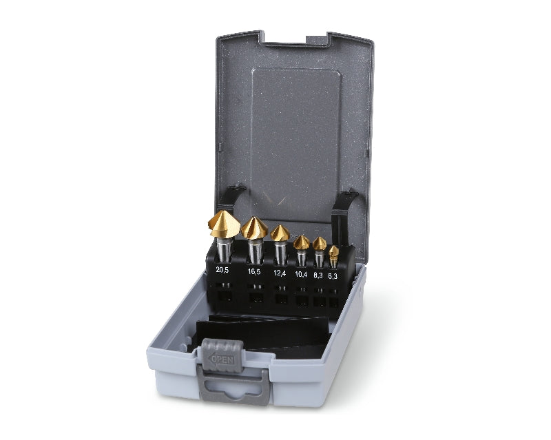 426T/SP6 - Set of 6 Countersinking Cutters with Three Cutters, HSS, + TiN (Item 426T), in Case