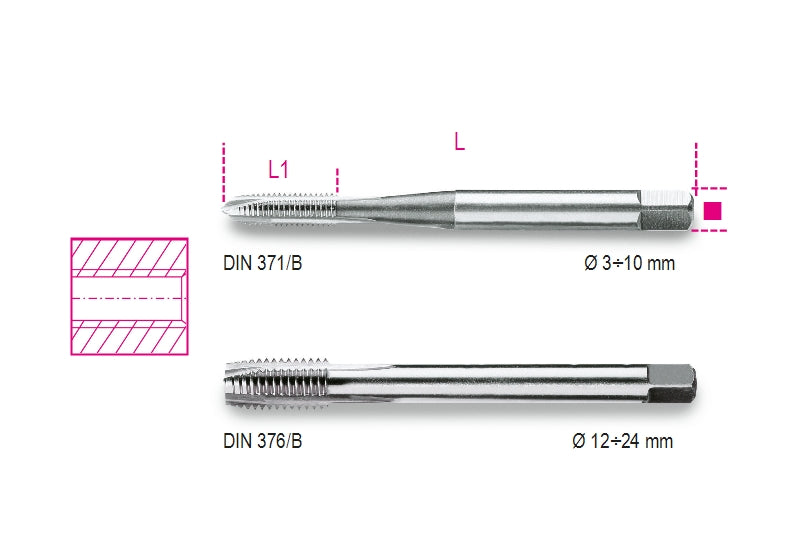 428FP - Machine Taps for Clearance Holes, Coarse Pitch Threads, HSS