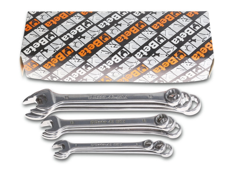 42INOX-AS-S9 - Set of 9 Combination Wrenches Made of Stainless Steel