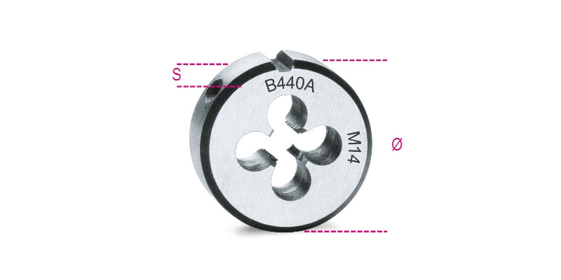 440A - Round Dies, Coarse Pitch, Metric Thread Made from Chrome-Steel