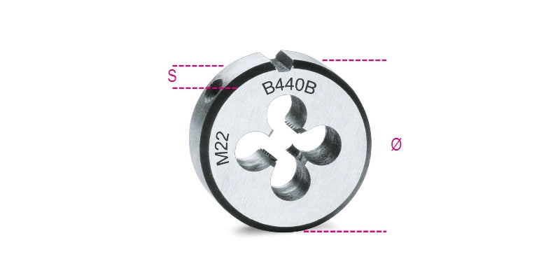 440B - Round Dies, Coarse Pitch, Metric Thread Made from Chrome-Steel