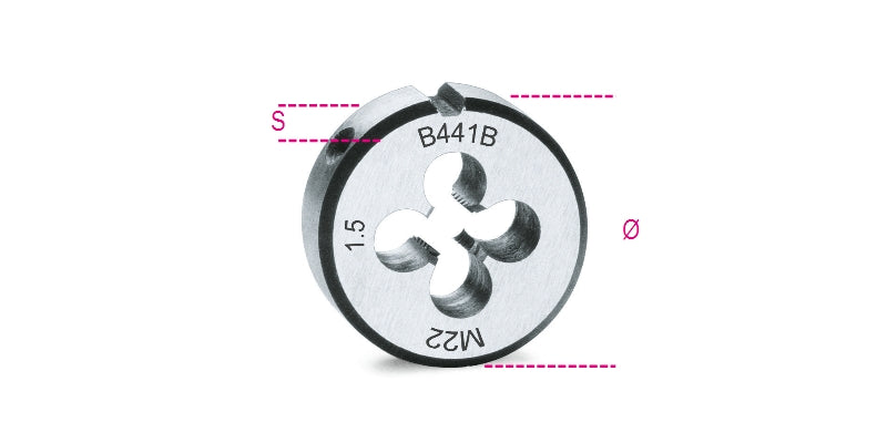 441B - Round Dies, Fine Pitch, Metric Thread Made from Chrome-Steel