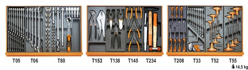 5904VG/2T - Assortment of 99 Tools for Car Repairs in Abs Thermoformed Trays