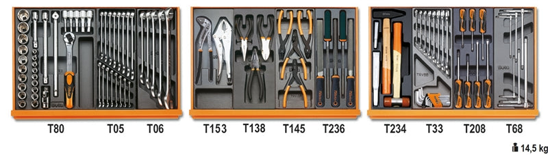 5904VI/1T - Assortment of 98 Tools for Industrial Maintenance in Abs Thermoformed Trays